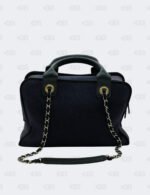 Chanel Cc Navy Black Mixed Fibers Deauville Bowling Bag