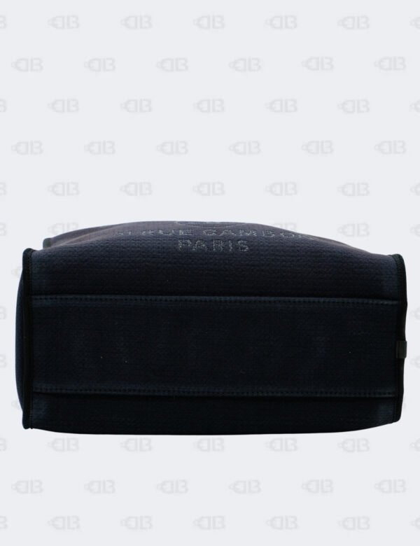 Chanel Cc Navy Black Mixed Fibers Deauville Bowling Bag