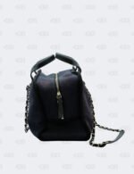 Chanel Cc Navy Black Mixed Fibers Deauville Bowling Bag