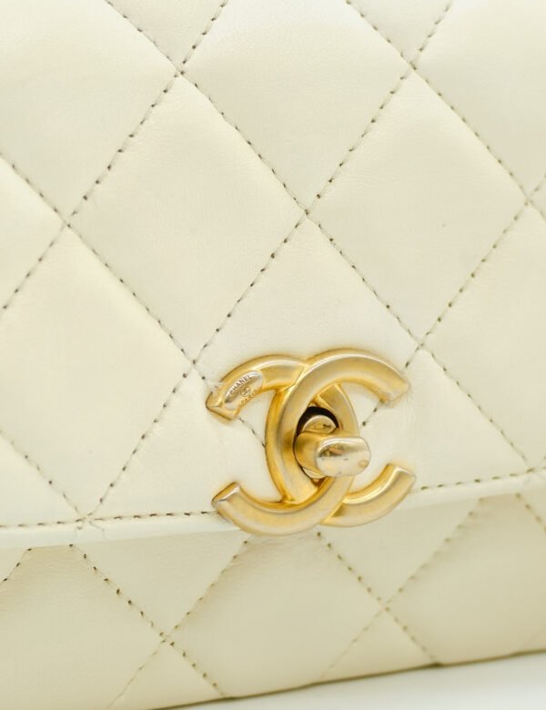 Chanel CC White Crystal Top Handle Flap Bag
