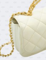Chanel CC White Crystal Top Handle Flap Bag
