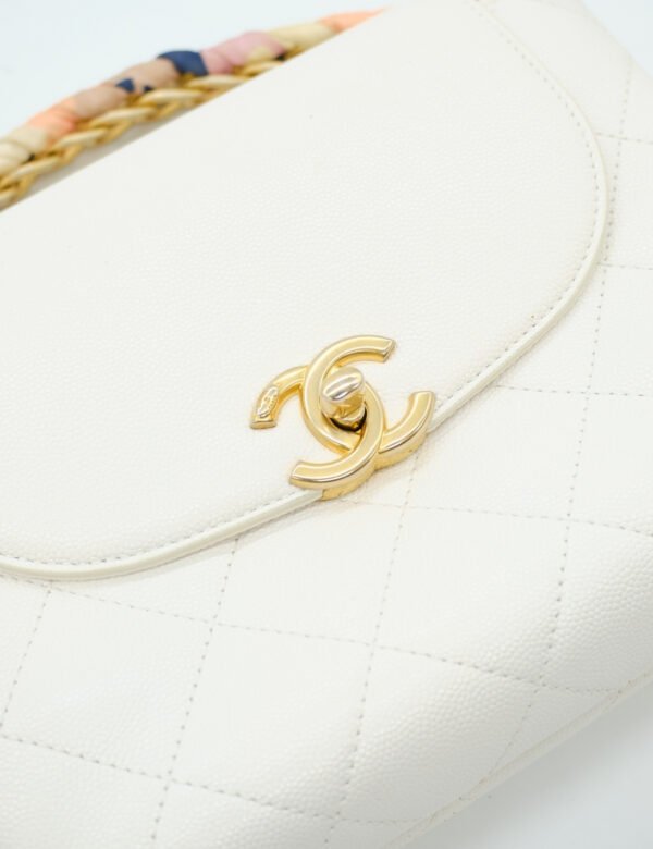 Chanel White Quilted Matelasse 2Way Chain Shoulder Bag