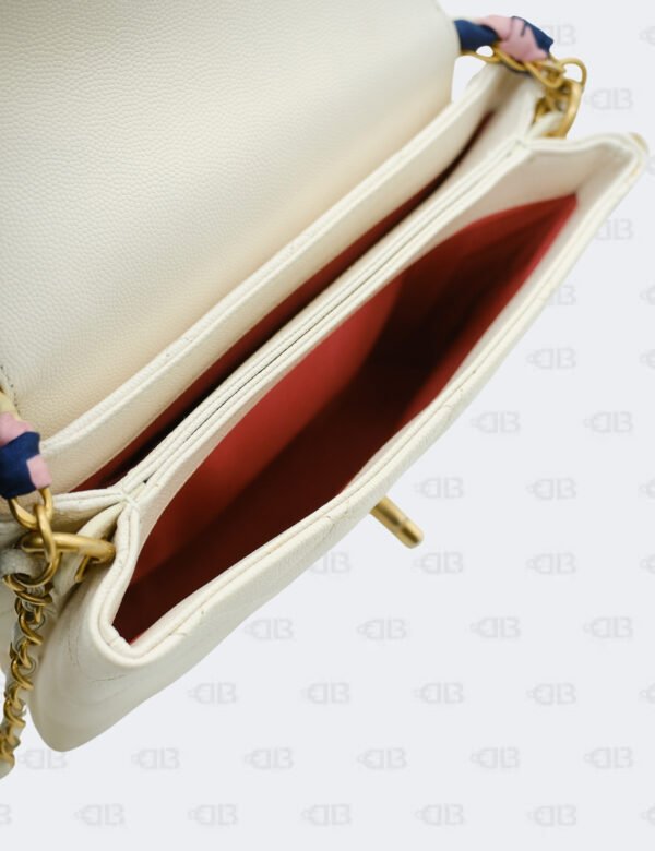 Chanel White Quilted Matelasse 2Way Chain Shoulder Bag