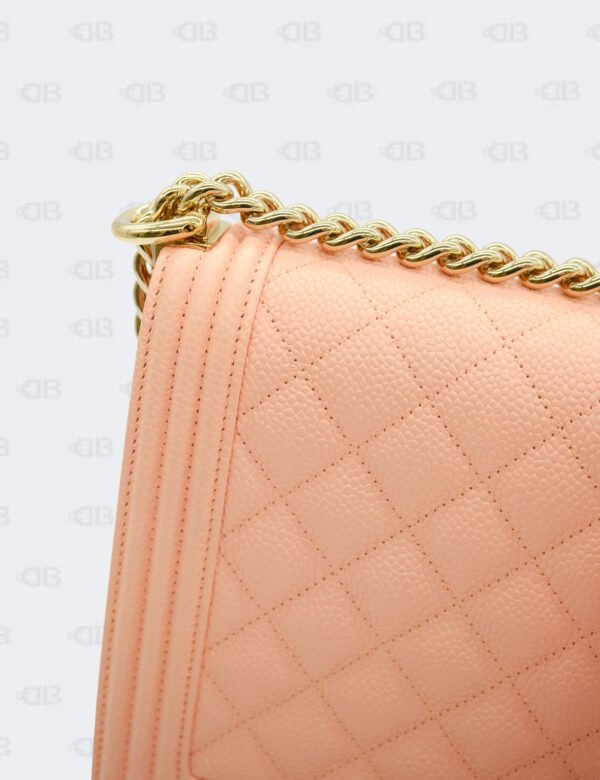 Brandnew Chanel Peach North South In Quilted Caviar Leather Boy Flap Bag