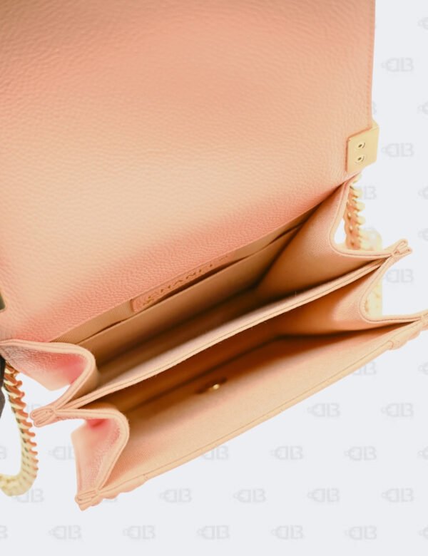Brandnew Chanel Peach North South In Quilted Caviar Leather Boy Flap Bag