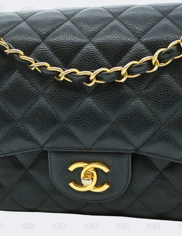 Chanel Black Quilted Caviar Jumbo Classic Double Flap Bag