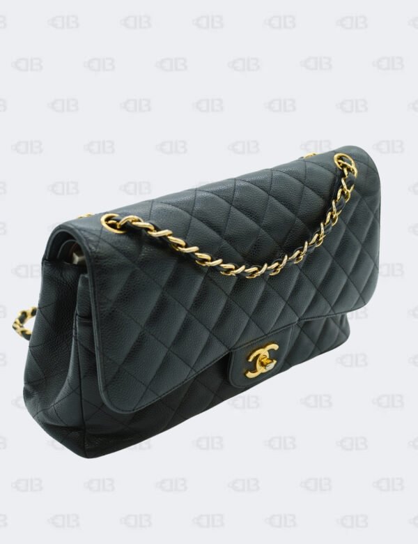 Chanel Black Quilted Caviar Jumbo Classic Double Flap Bag