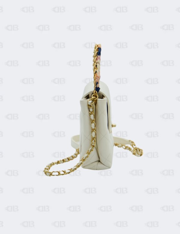 Chanel White Quilted Matelasse 2Way Chain Shoulder Bag