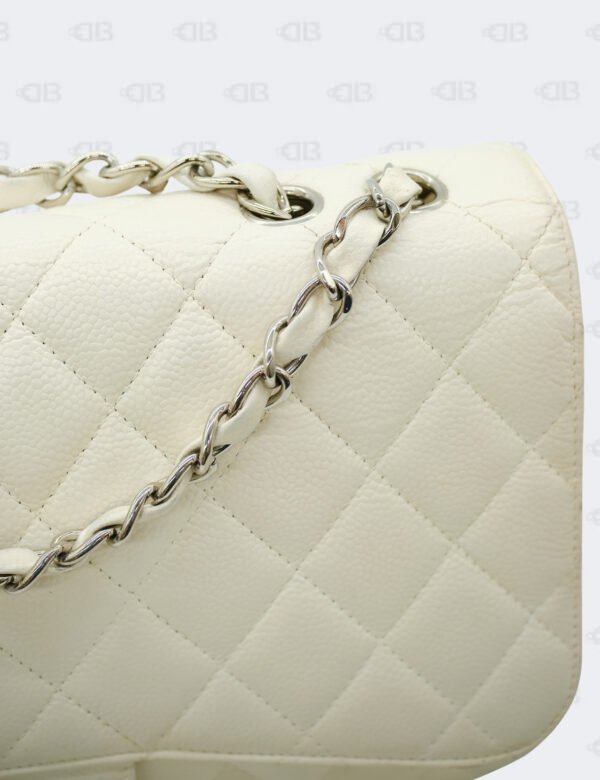 Chanel White Quilted Caviar Jumbo Classic Double Flap Bag