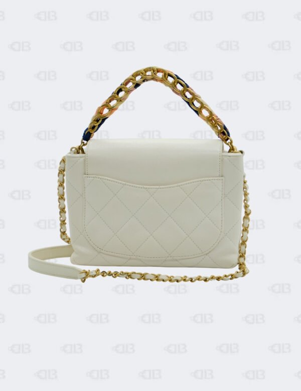 Chanel White Quilted Matelasse 2Way Chain Shoulder Bag