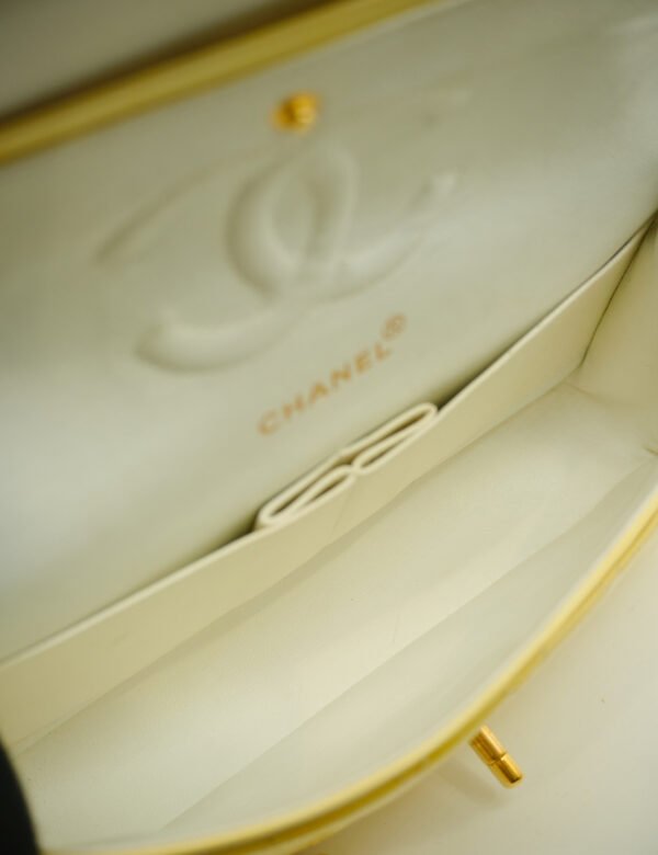 Chanel Yellow Iridescent Glazed Calfskin Medium Classic Double Flap Bag
