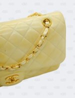 Chanel Yellow Iridescent Glazed Calfskin Medium Classic Double Flap Bag