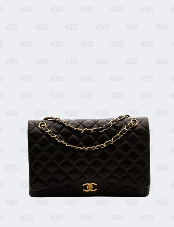 Chanel Black Quilted Lambskin Maxi Classic Double Flap Bag
