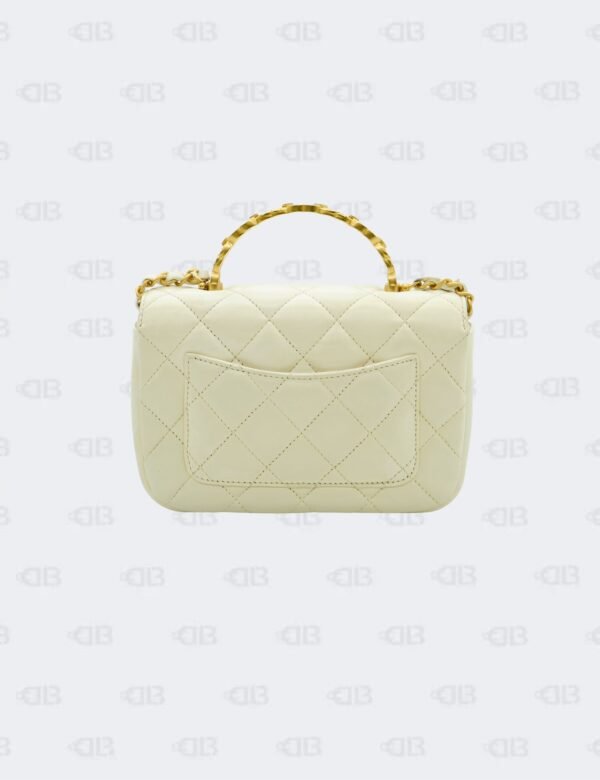 Chanel CC White Crystal Top Handle Flap Bag
