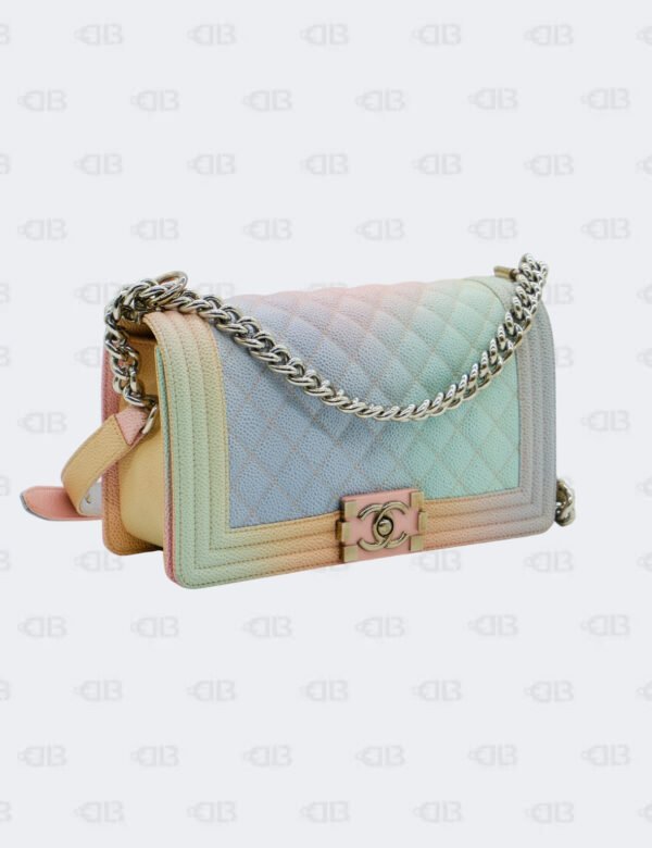 Chanel Rainbow Quilted Caviar Medium Boy Flap Bag