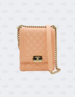 Brandnew Chanel Peach North South In Quilted Caviar Leather Boy Flap Bag
