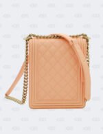 Brandnew Chanel Peach North South In Quilted Caviar Leather Boy Flap Bag