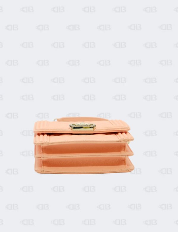Brandnew Chanel Peach North South In Quilted Caviar Leather Boy Flap Bag