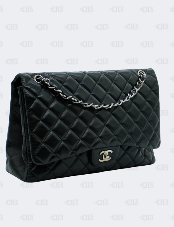 Chanel Black Quilted Lambskin Maxi Classic Single Flap Bag