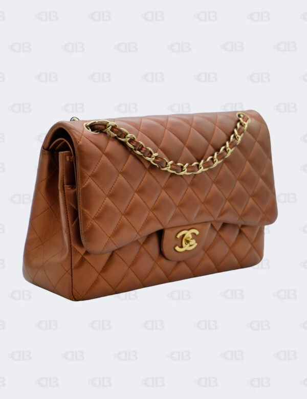 Chanel Metallic Copper Quilted Lambskin Jumbo Double Flap Bag