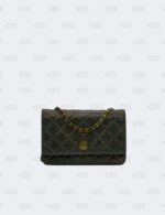 Chanel Metallic Black Iridescent Canvas Edinburg Wallet On Chain