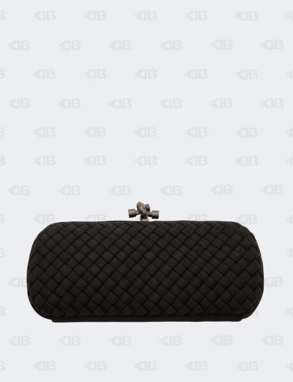 Bottega Veneta Black Intrecciato Fabric Knot Long Clutch Bag