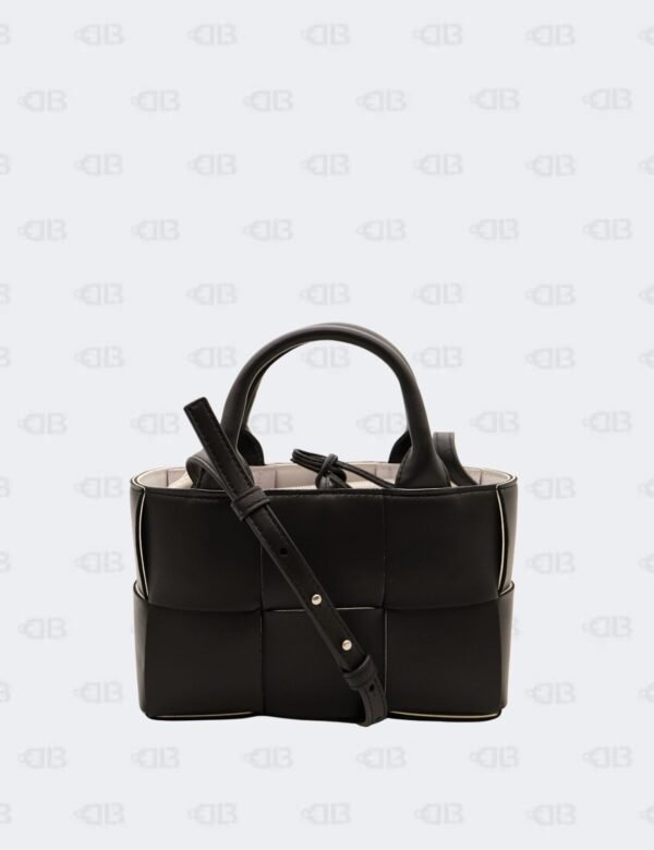 Bottega Veneta Black Intrecciato Weave Leather Mini Arco Tote Bag