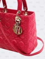 Christian Dior Medium Fuchsia Cannage Lambskin Lady Dior Tote Bag