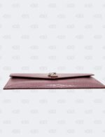 Ysl Burgundy Uptown Clutch In Croco - Embossed Leather