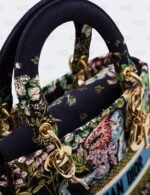 Christian Dior Medium Blue Embroidered Canvas Lady D-Lite Tote Bag