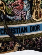 Christian Dior Medium Blue Embroidered Canvas Lady D-Lite Tote Bag