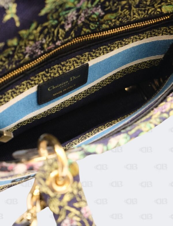 Christian Dior Medium Blue Embroidered Canvas Lady D-Lite Tote Bag