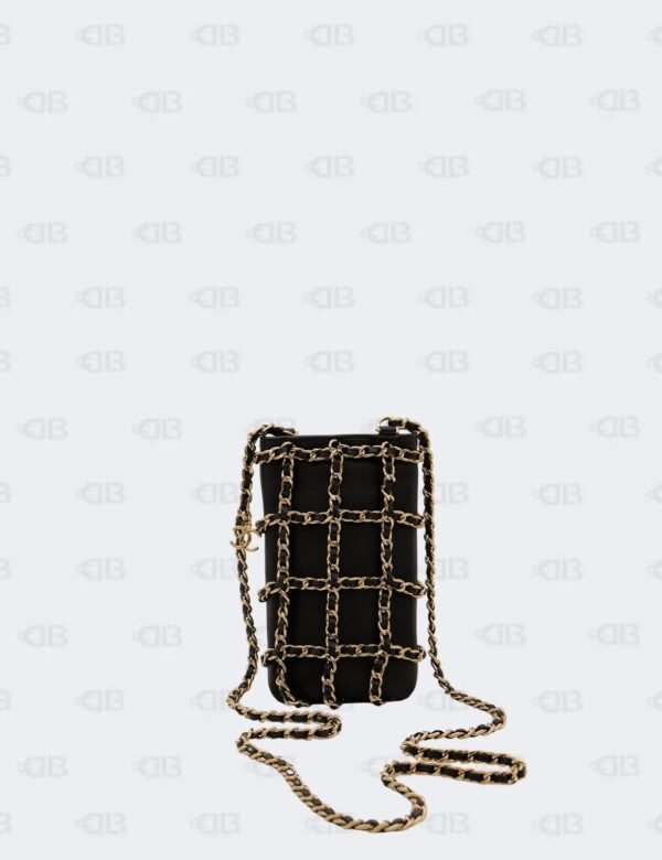Chanel Black Quilted Lambskin Leather Tech Me Out Phone Case Crossbody Bag