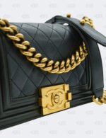 Chanel Black Quilted Calfskin Leather Small Boy Flap Bag