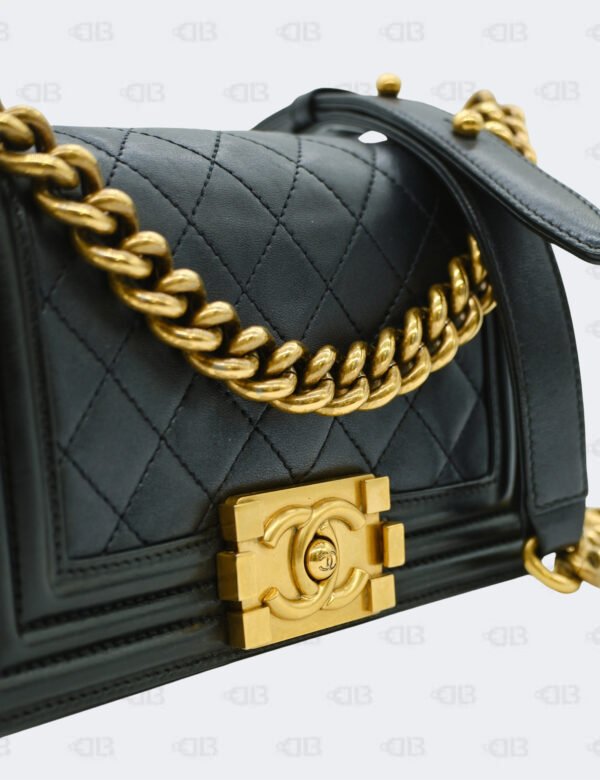Chanel Black Quilted Calfskin Leather Small Boy Flap Bag