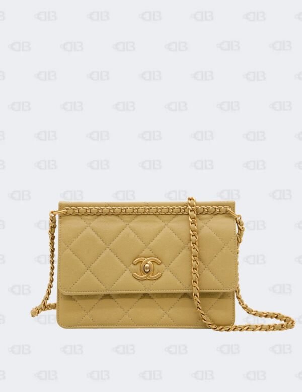 Chanel Light Yellow Quilted Caviar Leather Flap Bag