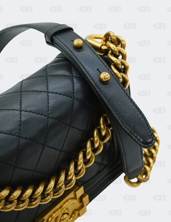 Chanel Black Quilted Calfskin Leather Small Boy Flap Bag