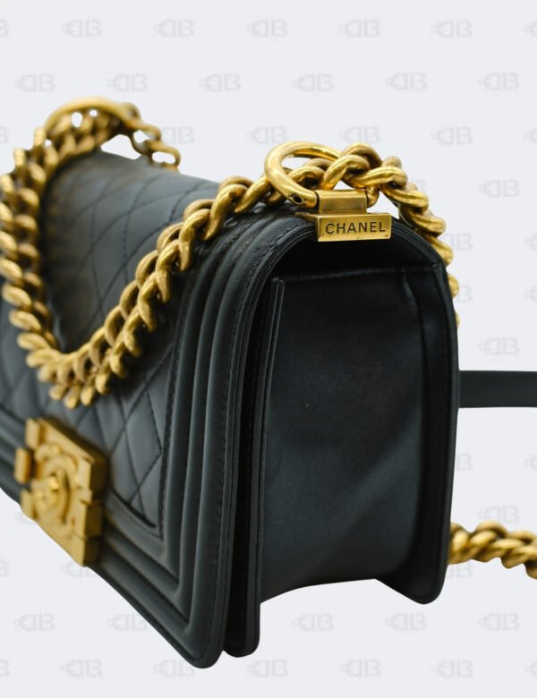 Chanel Black Quilted Calfskin Leather Small Boy Flap Bag