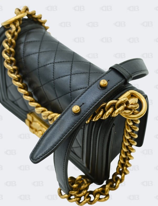 Chanel Black Quilted Calfskin Leather Small Boy Flap Bag