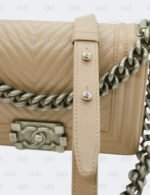 Chanel Beige Chevron Lambskin Leather Small Boy Flap Bag