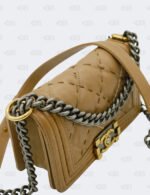 Chanel Brown Wild Stitch Two Tone Hardware Small Boy Flap Bag