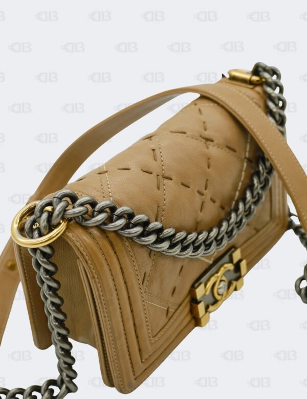 Chanel Brown Wild Stitch Two Tone Hardware Small Boy Flap Bag