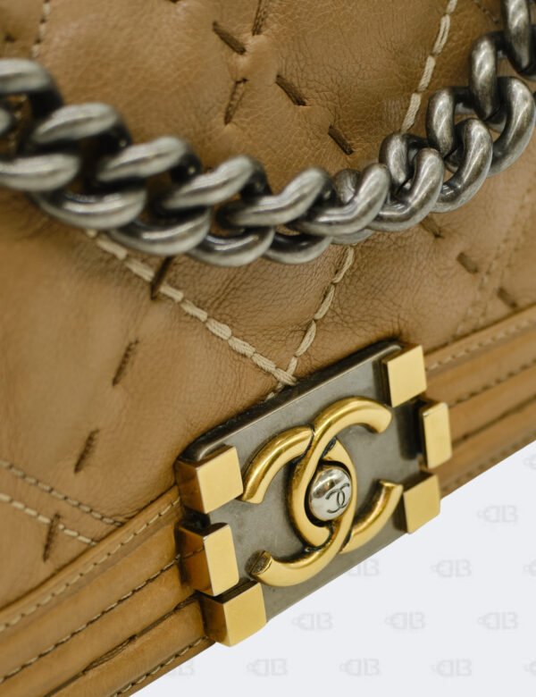 Chanel Brown Wild Stitch Two Tone Hardware Small Boy Flap Bag