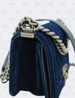 Chanel Blue Quilted Velvet Small Boy Flap Bag
