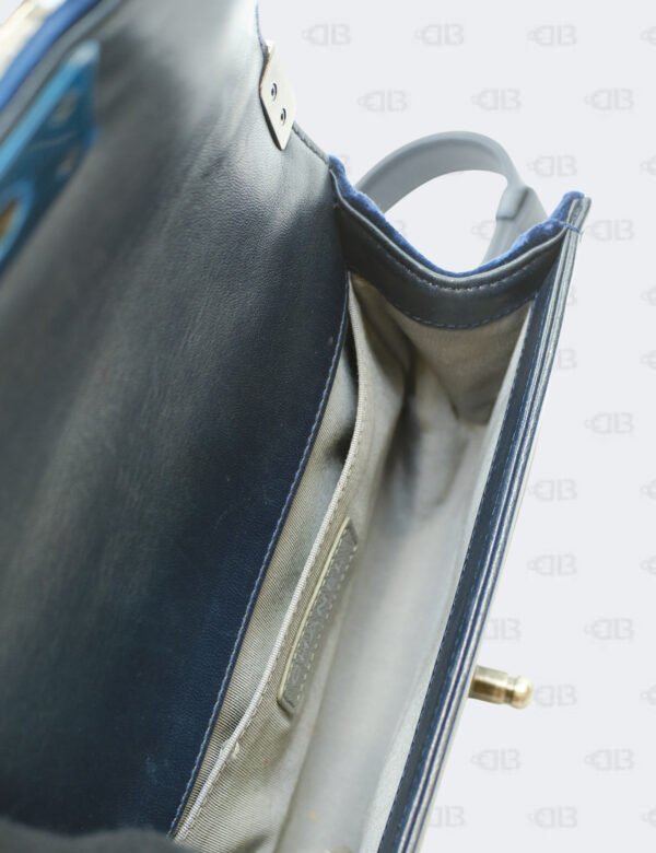 Chanel Blue Quilted Velvet Small Boy Flap Bag