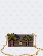 Valentino Garavani Grey Leather Appliques Gold Micro Rockstud Crossbody Bag