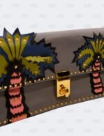 Valentino Garavani Grey Leather Appliques Gold Micro Rockstud Crossbody Bag