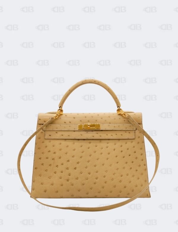 Hermès Kelly 32 Parchemin Ostrich with Gold Hardware