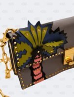 Valentino Garavani Grey Leather Appliques Gold Micro Rockstud Crossbody Bag