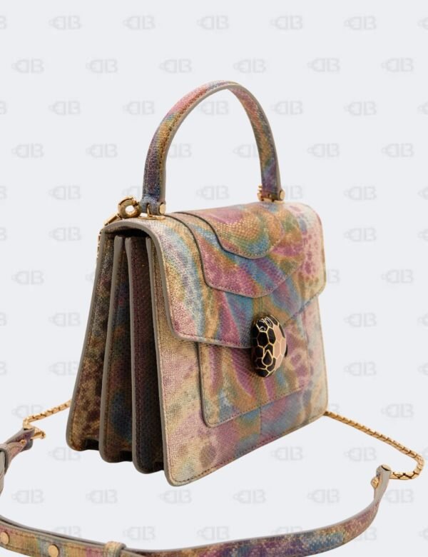 Bvlgari Multicolor Serpenti Foreverin Karung Leather Top Handle Crossbody Bag